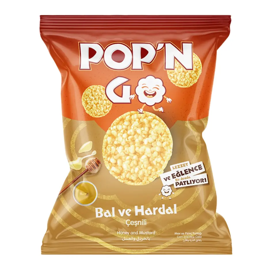 POP'N GO BAL VE HARDAL ÇEŞNİLİ MISIR  PATLAĞI 25 GRAM X 18 PAKET'Lİ KOLİ  (OKUL LOGOLU)