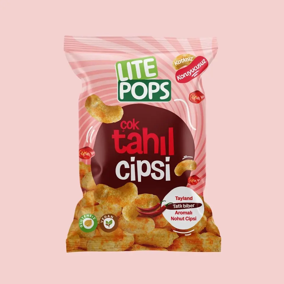 LİTE POPS TAYLAND TATLI BİBER AROMALI NOHUT CİPSİ (ÇOK TAHIL CİPSİ) 50 GRAM PAKET