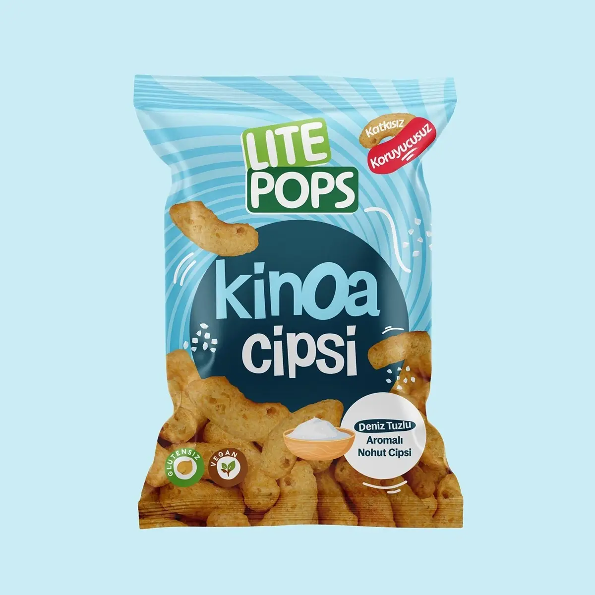 LİTE POPS DENİZ TUZLU AROMALI NOHUT CİPSİ  (KİNOA CİPSİ) 50 GRAM PAKET