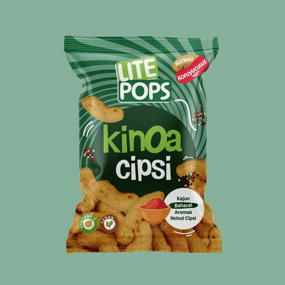 LİTE POPS KAJUN BAHARAT AROMALI NOHUT CİPSİ (KİNOA CİPSİ) 50 GRAM PAKET
