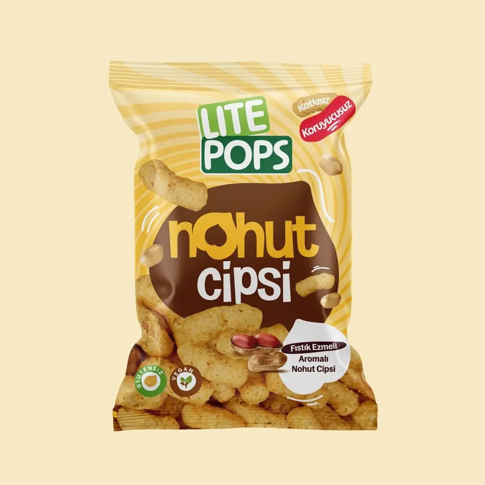 LİTE POPS YER FISTIĞI EZMELİ AROMALI NOHUT CİPSİ 50 GRAM PAKET