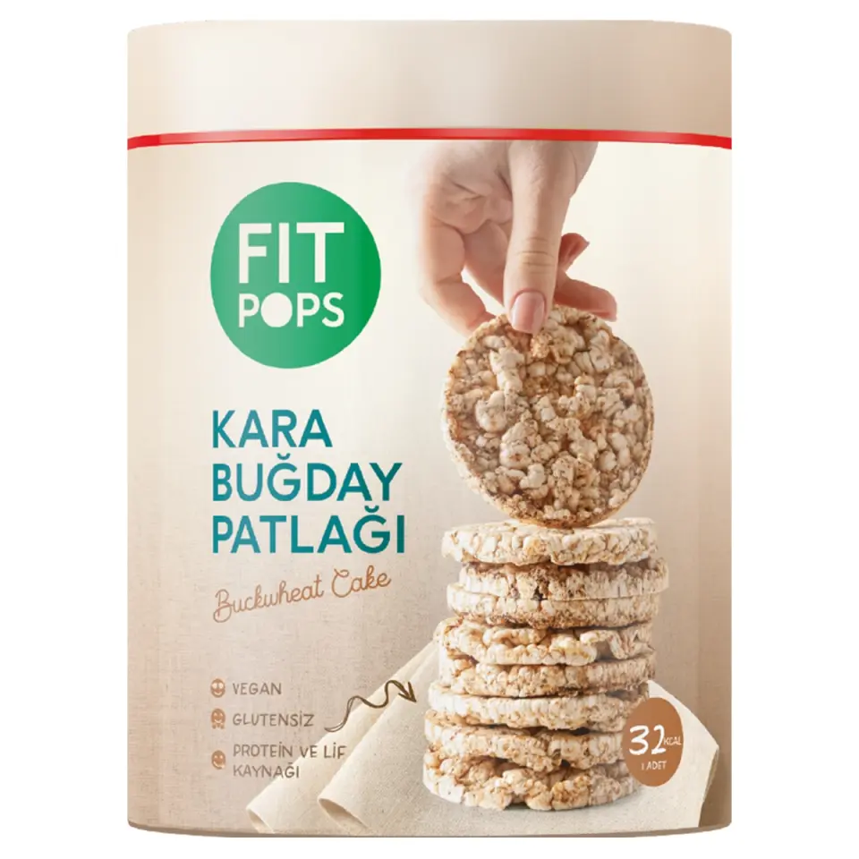 FİT POPS KARA BUĞDAY PATLAĞI 85 GRAM PAKET X 2 PAKET (Glütensiz & Vegan)