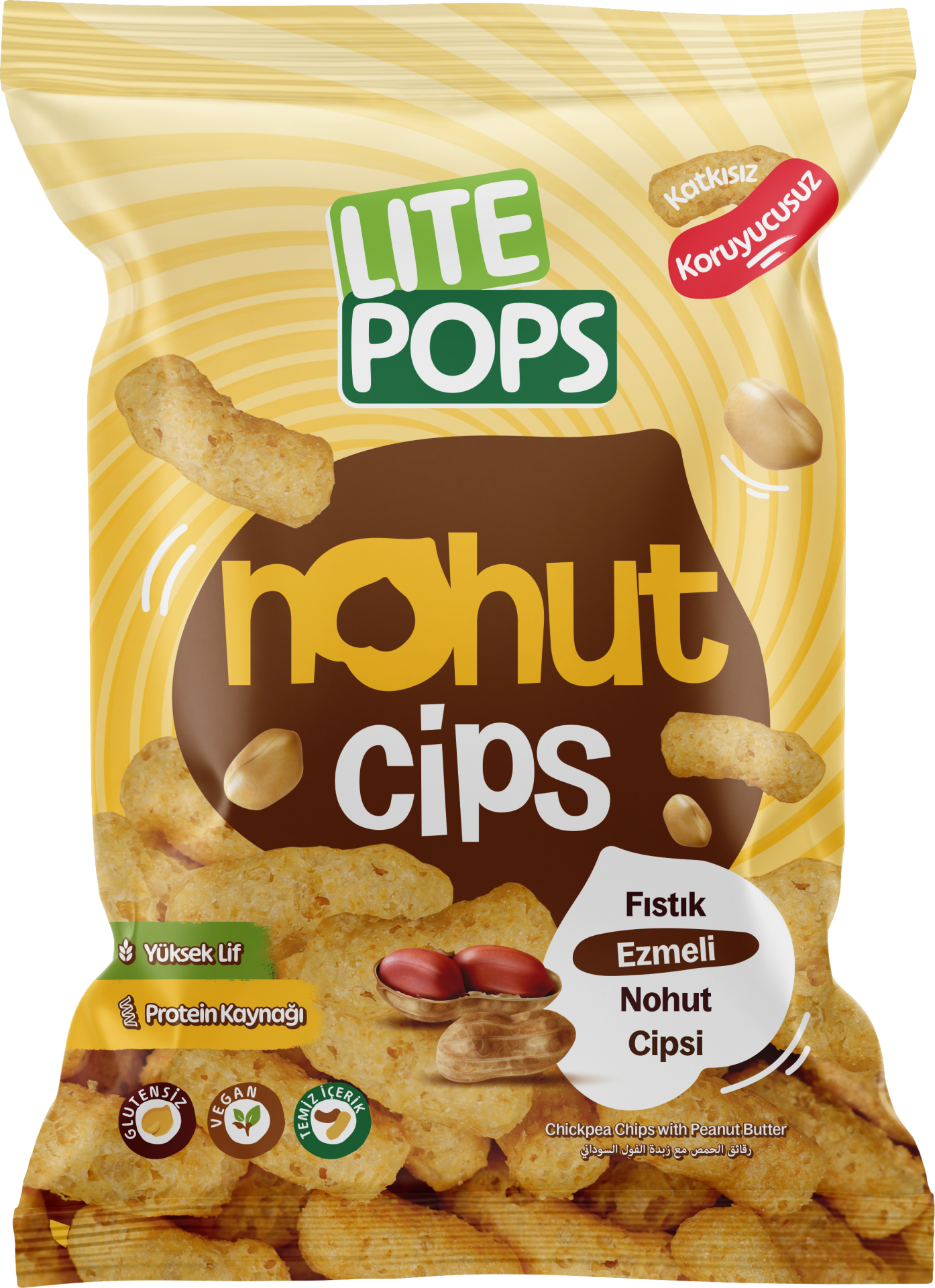LİTE POPS YER FISTIĞI EZMELİ AROMALI NOHUT CİPSİ 50 GRAM X 10 PAKET