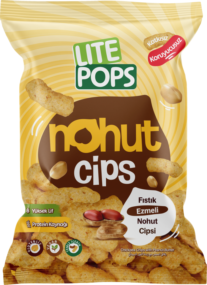 LİTE POPS YER FISTIĞI EZMELİ AROMALI NOHUT CİPSİ 50 GRAM X 10 PAKET