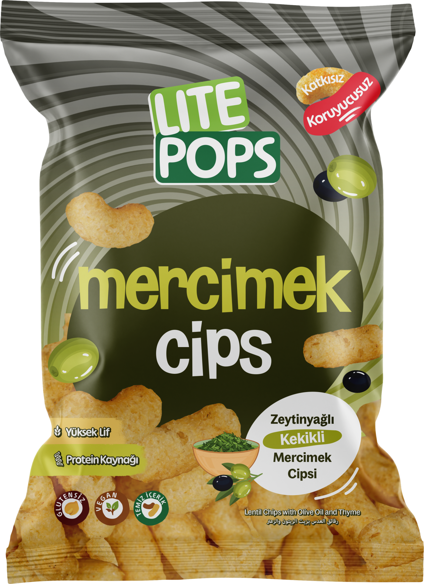 LİTE POPS ZEYTİN VE KEKİKLİ AROMALI MERCİMEK CİPSİ 50 GRAM X 10 PAKET