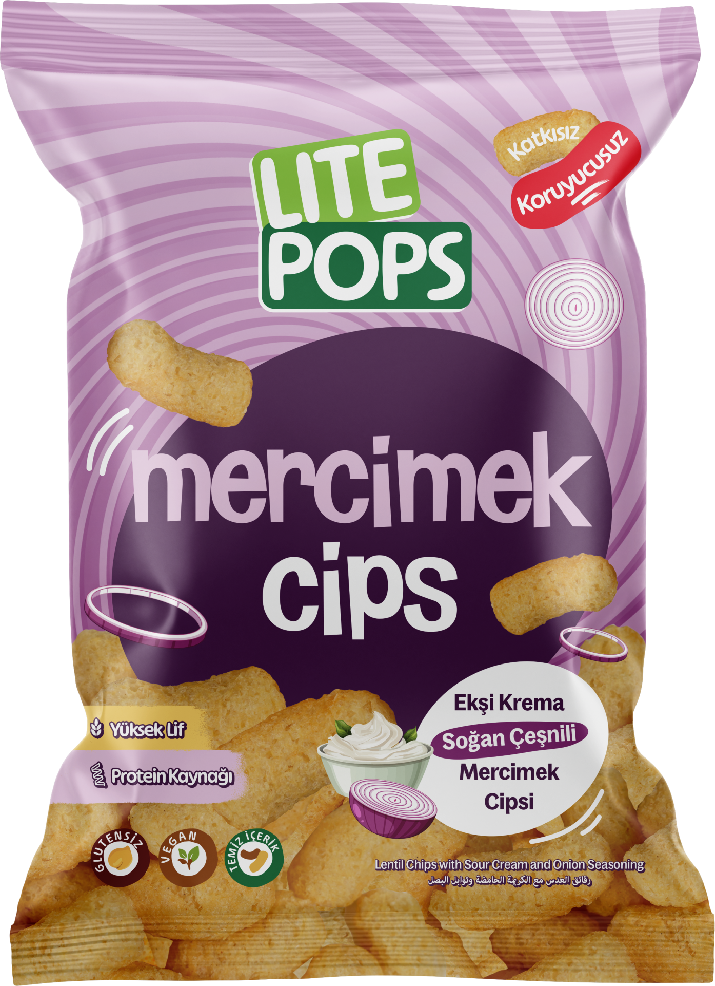 LİTE POPS EKŞİ KREMA VE SOĞAN AROMALI MERCİMEK CİPSİ 50 GRAM X 10 PAKET