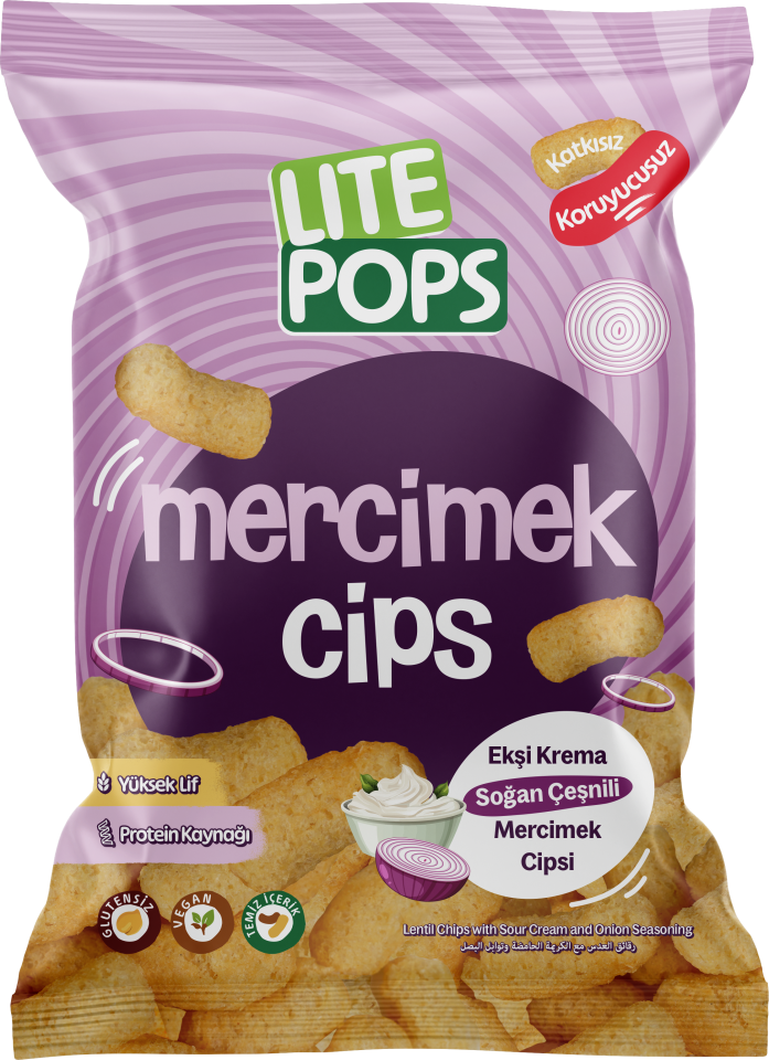 LİTE POPS EKŞİ KREMA VE SOĞAN AROMALI MERCİMEK CİPSİ 50 GRAM X 10 PAKET