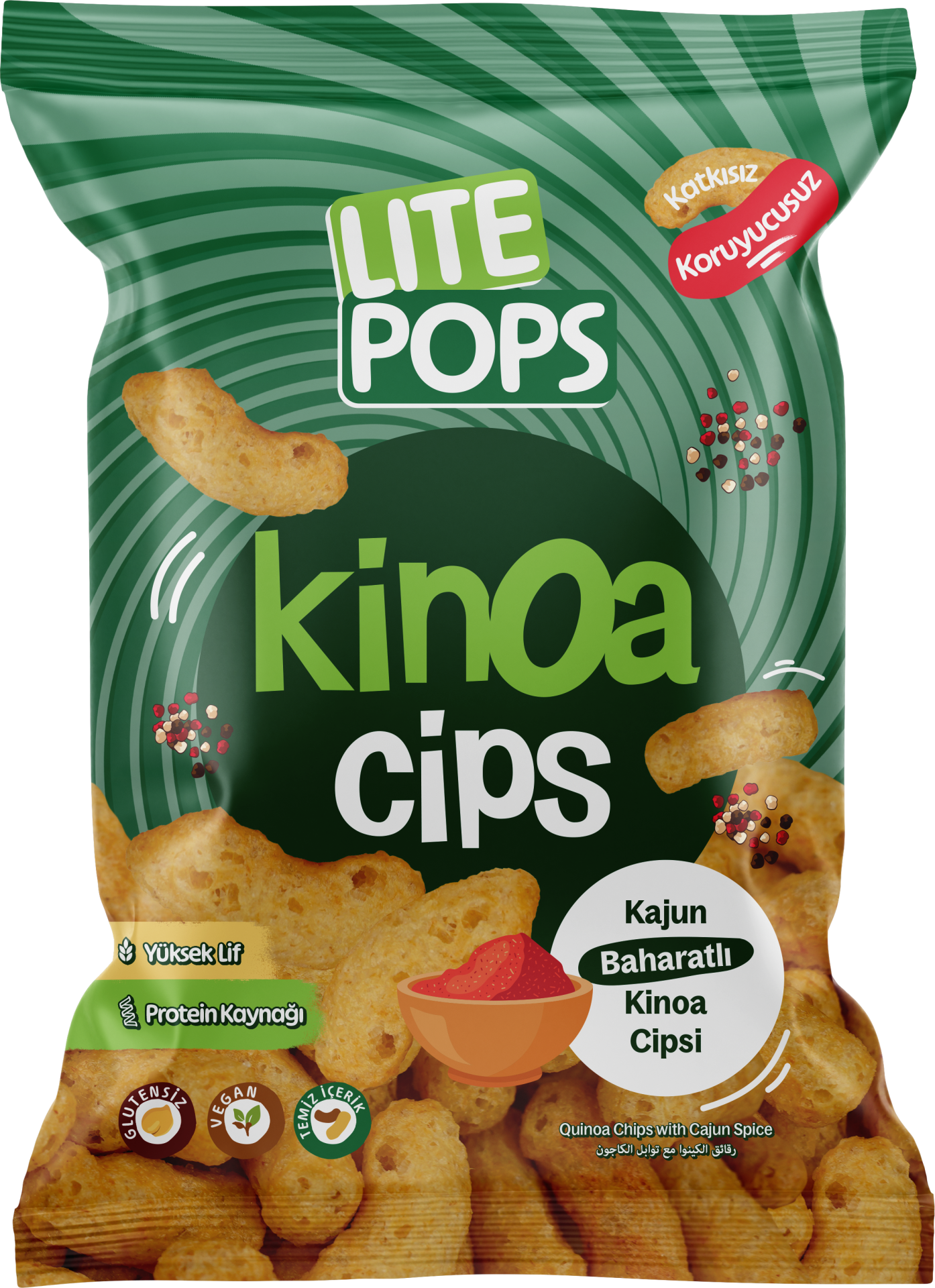 LİTE POPS KAJUN BAHARAT AROMALI NOHUT CİPSİ (KİNOA CİPSİ) 50 GRAM X 10 PAKET