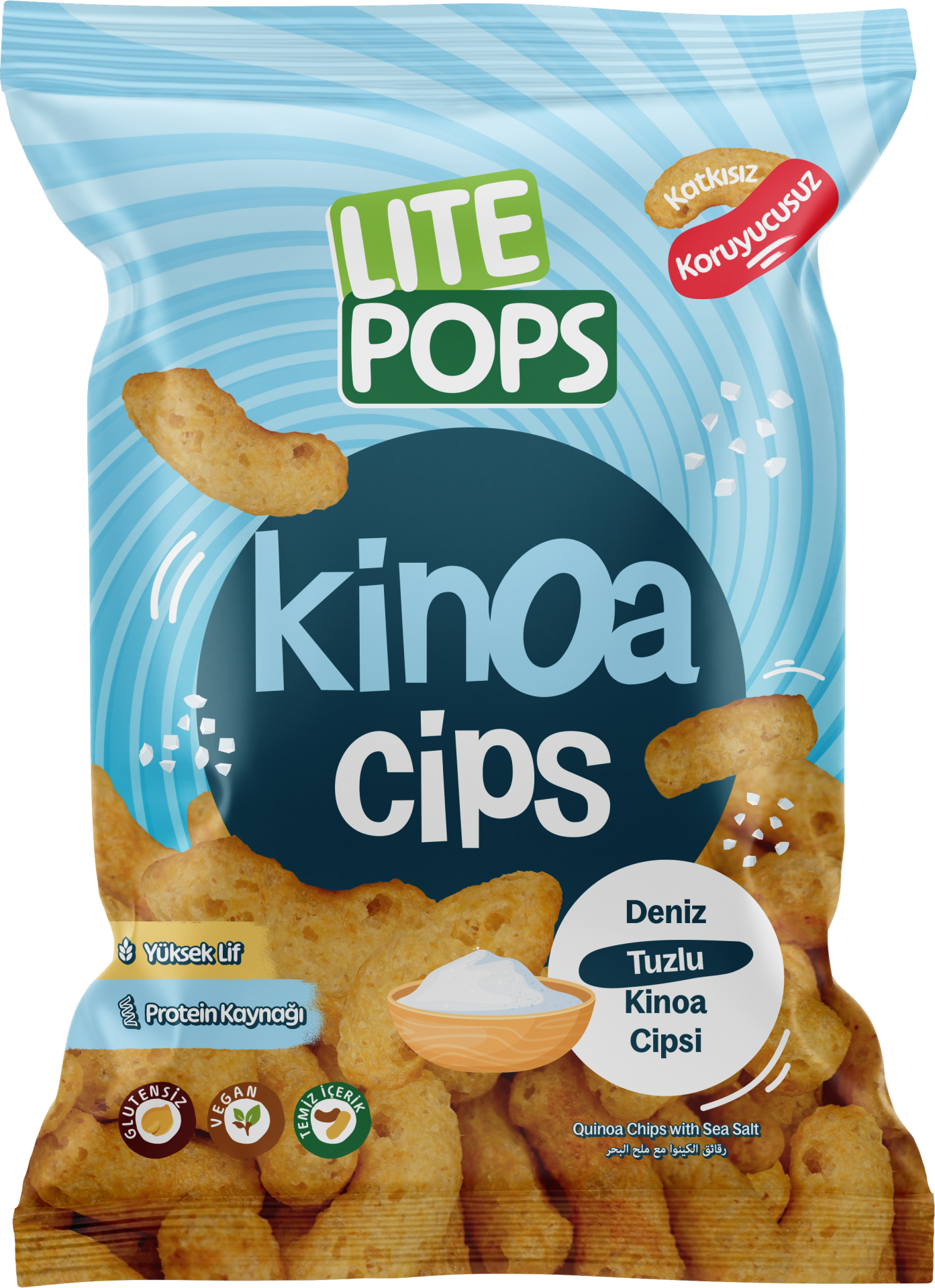 LİTE POPS DENİZ TUZLU AROMALI NOHUT CİPSİ  (KİNOA CİPSİ) 50 GRAM X 10 PAKET