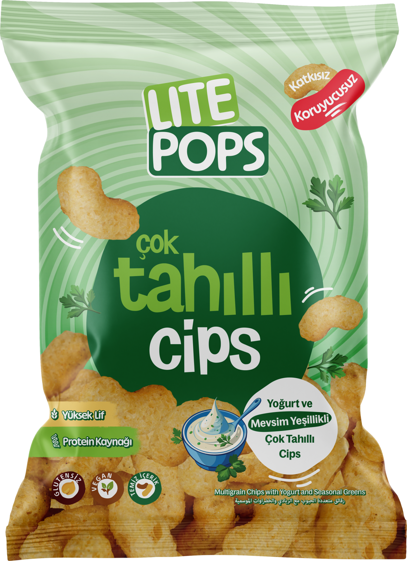 LİTE POPS YOĞURT VE MEVSİM YEŞİLLİKLİ AROMALI NOHUT CİPSİ (ÇOK TAHIL CİPSİ) 50 GRAM X 10 PAKET