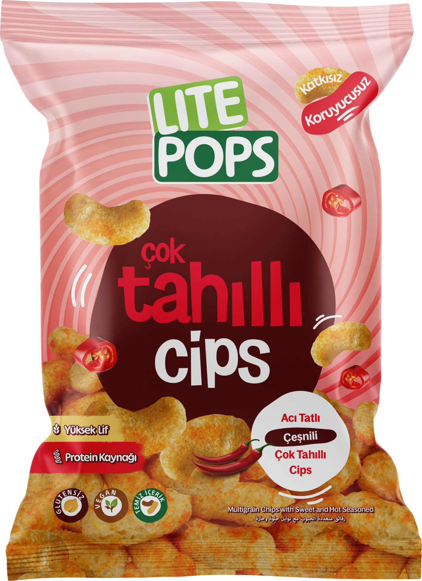 LİTE POPS TAYLAND TATLI BİBER AROMALI NOHUT CİPSİ (ÇOK TAHIL CİPSİ) 50 GRAM X 10 PAKET